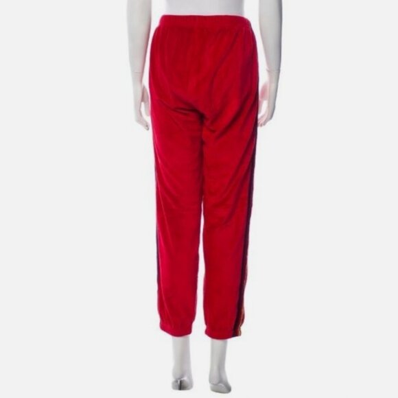 AVIATOR NATION Striped Velvet Velour Jogger Sweatpants Red Women's XL 5 Stripe - Picture 7 of 7